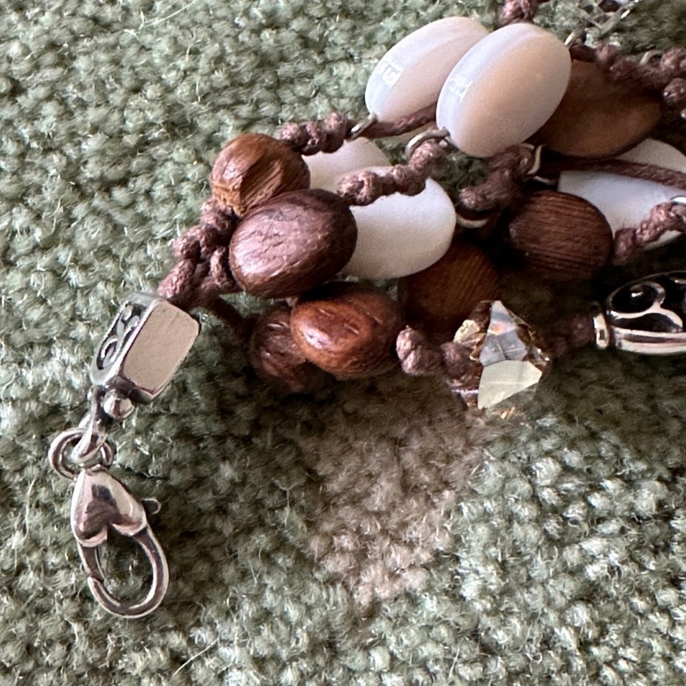 Vintage and Retired Brighton Riviera Brown Wood and Crystal Bracelet - Picture 4 of 7